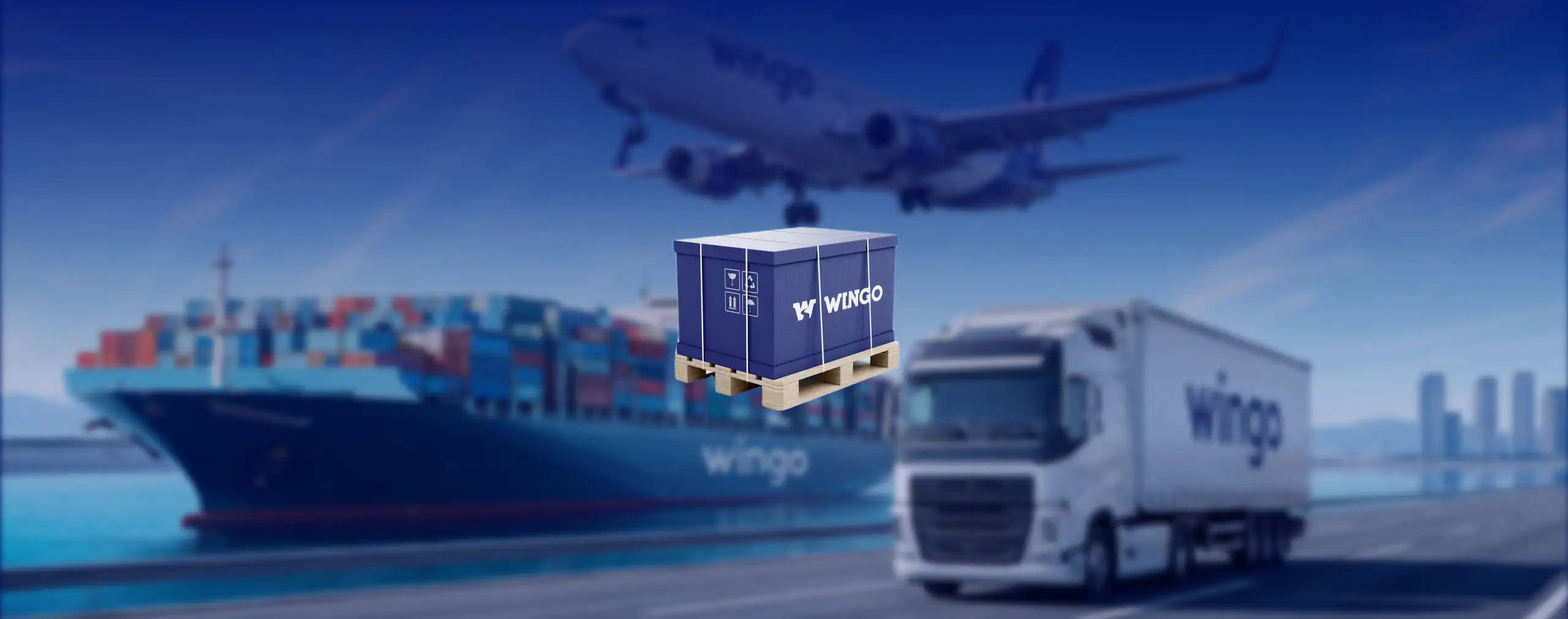 Знак логістичних послуг для авіа, морської та авто доставки